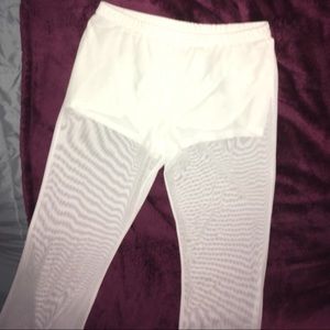 White Mesh Flared Pants